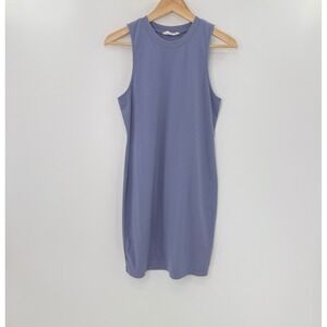 Double Zero Ribbed Knit Tank Dress Sleeveless Bodycon Periwinkle Blue‎ Womens L
